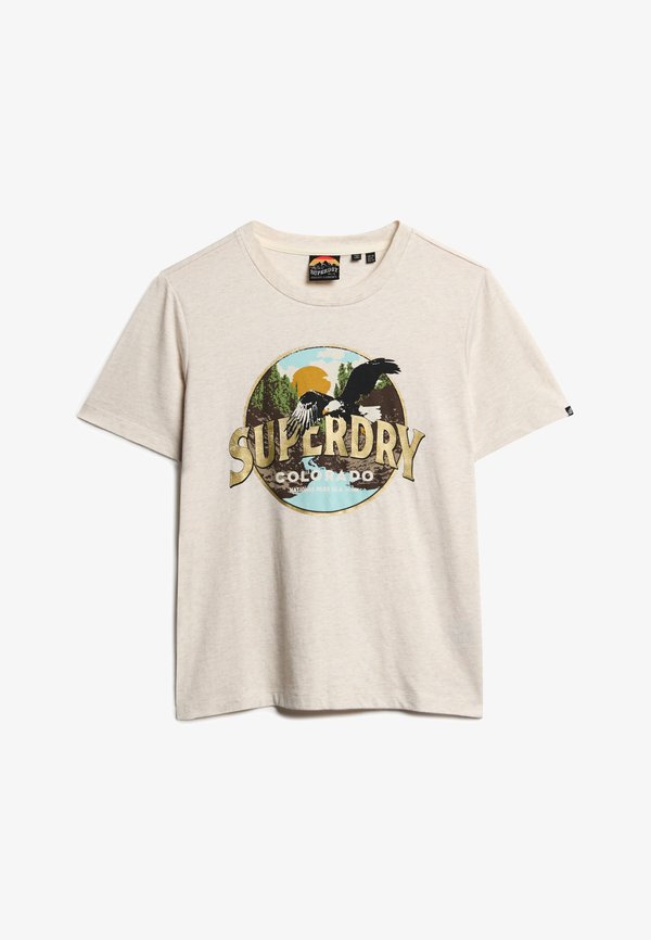 Superdry & Co TRAVEL SOUVENIR - Print T-shirt - oat cream marl