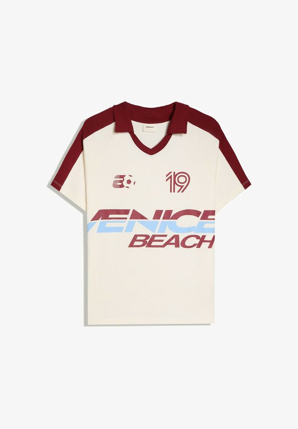 Bershka RETRO PRINT - POLO SHIRT - Polo shirt - bordeaux