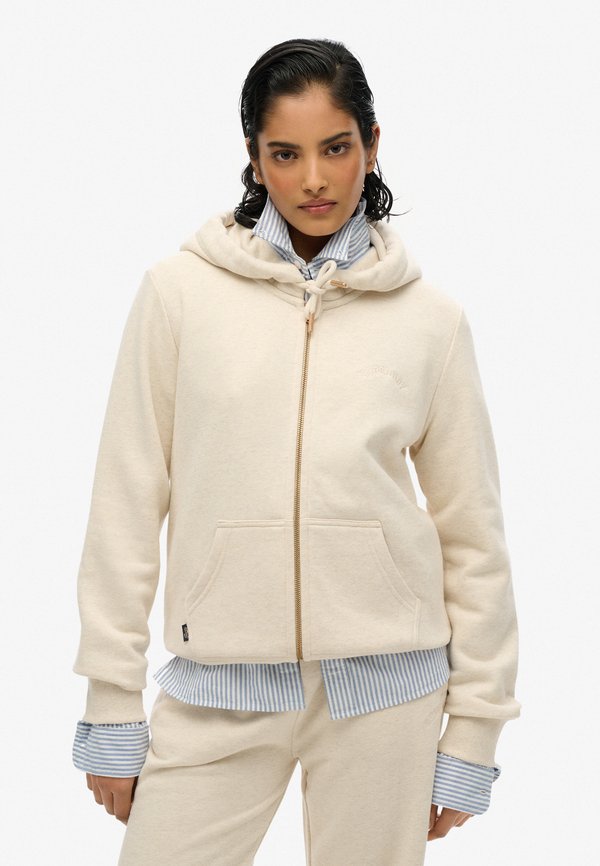 Superdry & Co ESSENTIAL LOGO ZIP - Zip-up sweatshirt - light oat marl
