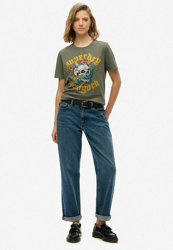 Superdry & Co Print T-shirt - beetle green slub