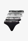 Puma STRING WEBGUMMI BUND LOGO 4ER PACK - Thong - schwarz grau melange
