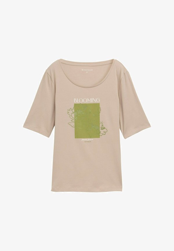 TOM TAILOR Print T-shirt - soft taupe grey