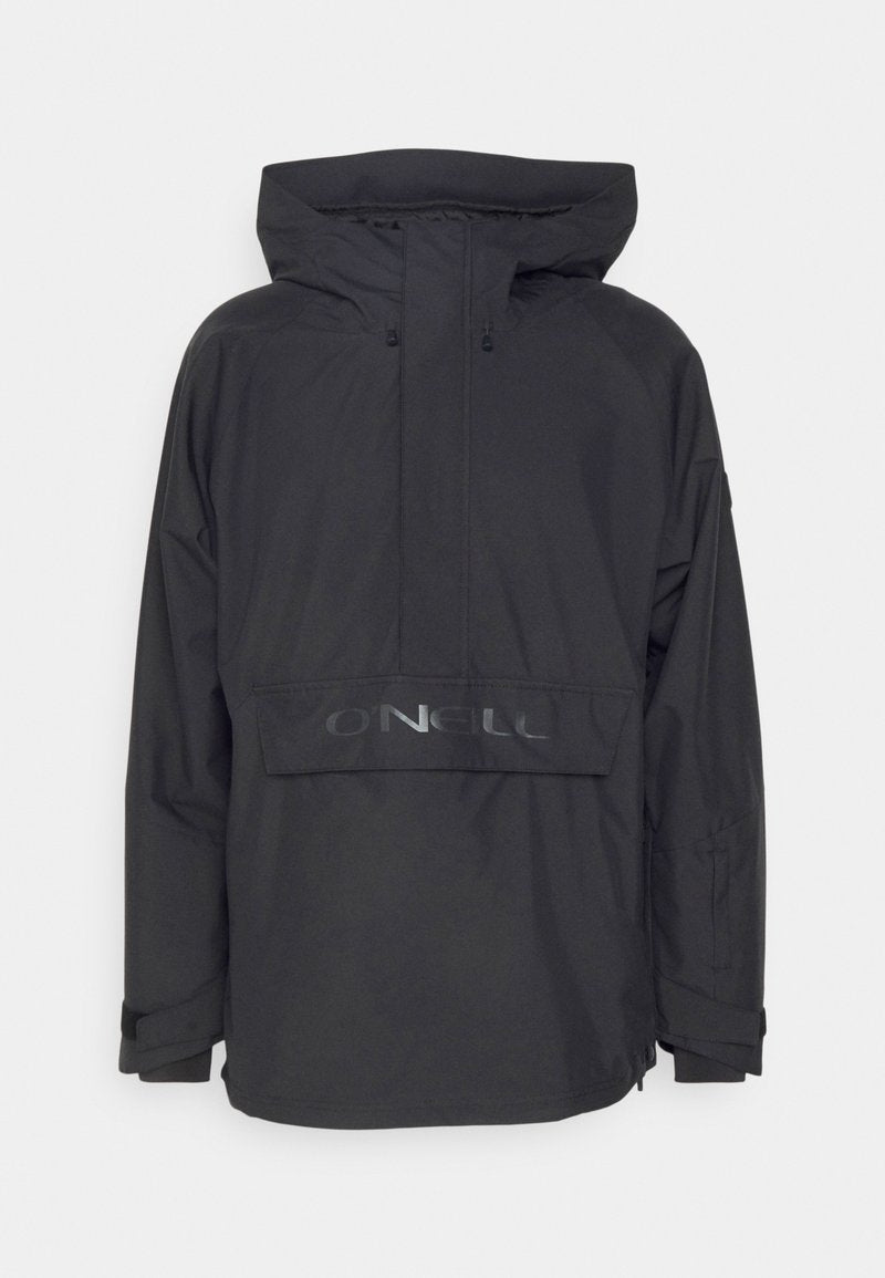 Schwarze Pulloverjacke mit großer Kapuze, Fronttasche, verstellbaren Bündchen und reflektierendem "O'Neill"-Logo über der Brust. Glattes, leichtes Material.