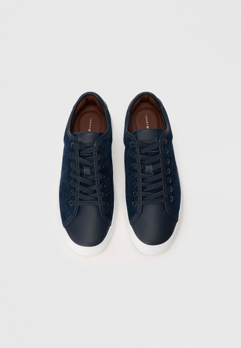 LEATHER MIXED TEXTURE COURT TRAINERS Media 4