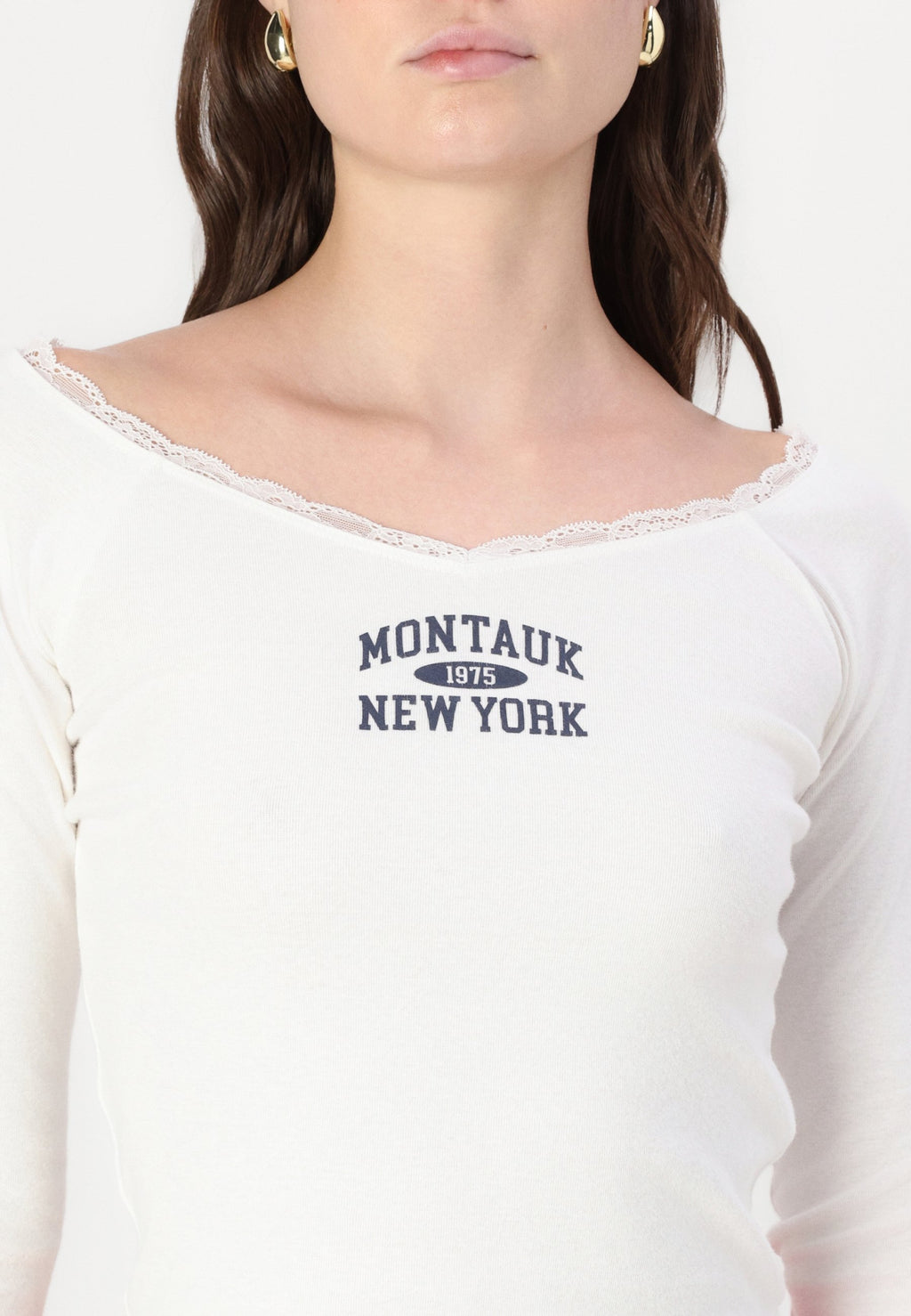 Hollister Co. Lace Trim Off-the-Shoulder San Diego Graphic Tee