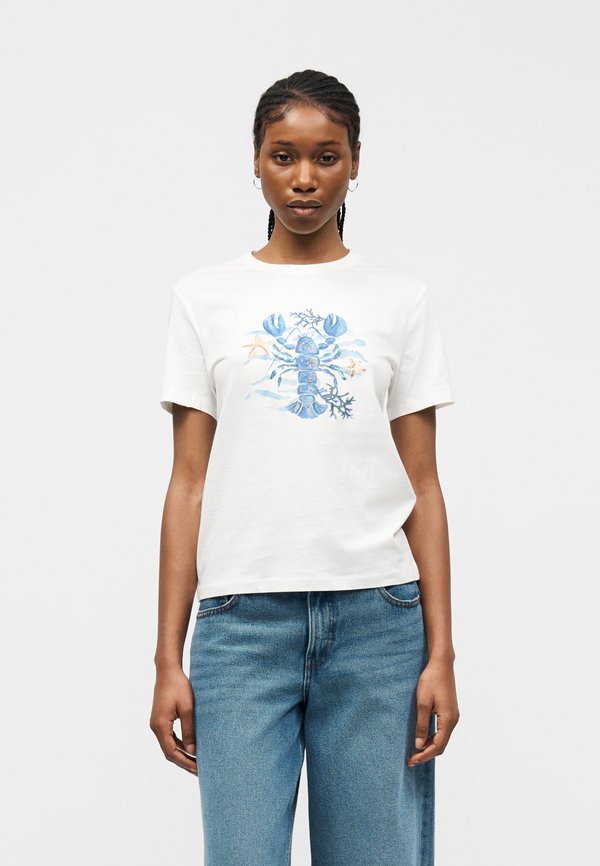 ONLY ONLKITA MIX - Print T-shirt - bright white/blue