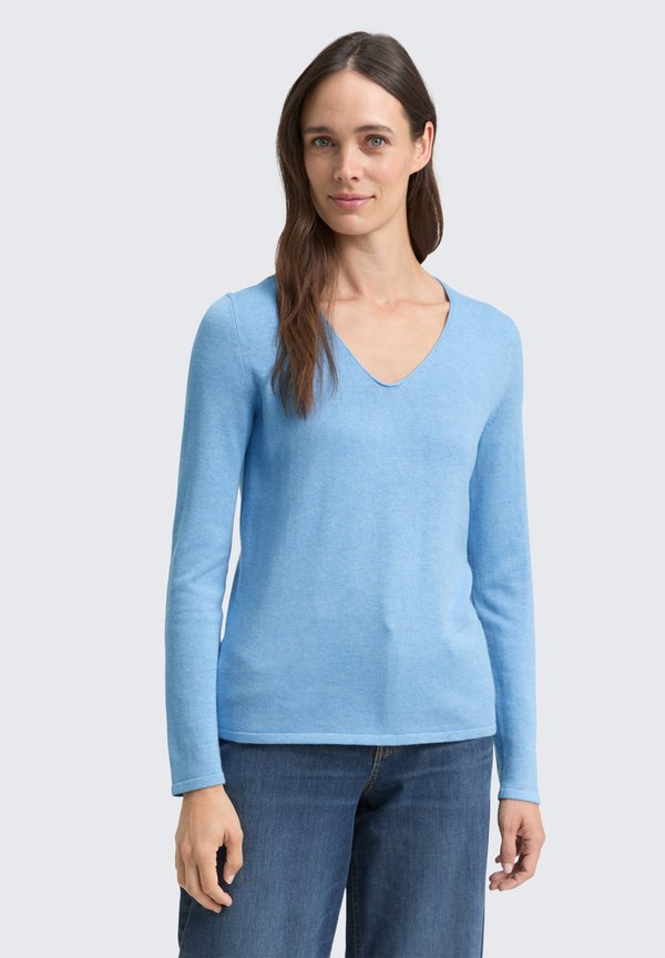 TOM TAILOR BASIC V-NECK - Jumper - sea blue melange