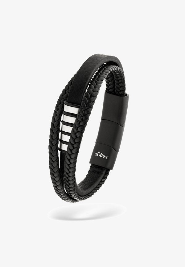 s.Oliver LEATHER BRACELET - Bracelet - schwarz