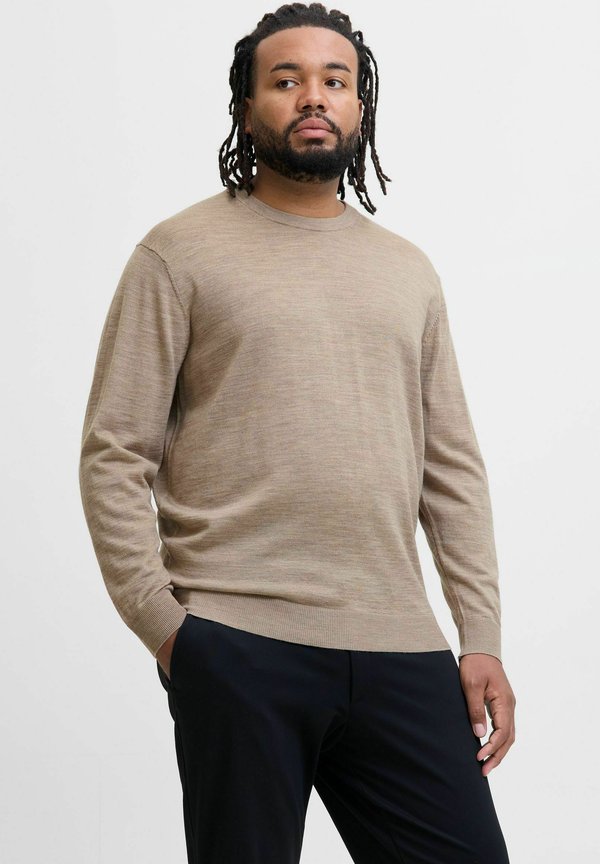 Jack & Jones Knitted Plus Size Merino Wool Knitted - Jumper - greige