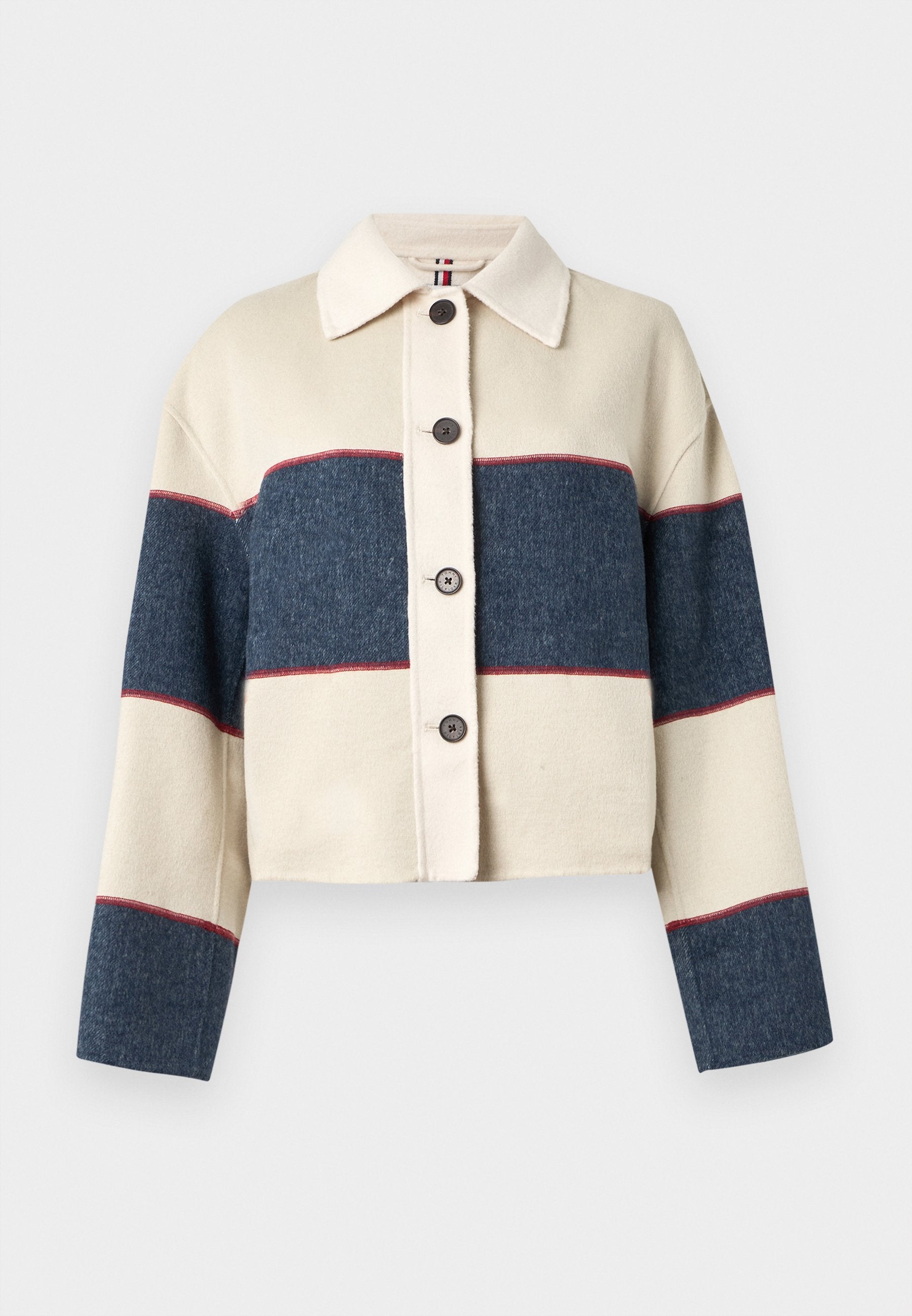 OVERSIZED WOOL BLEND RUGBY CROPPED JACKET Media 1