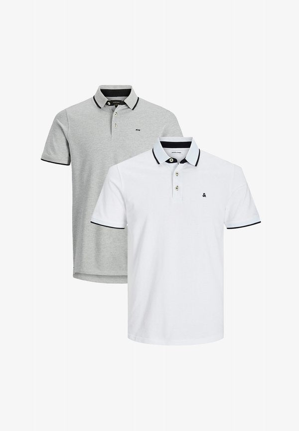 Jack & Jones 2ER PACK PAULOS SLIM FIT - Polo shirt - grau weiß