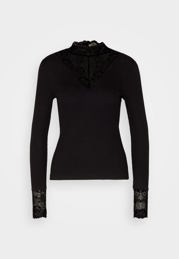 Vero Moda VMELLA HIGH NECK - Long sleeved top - black