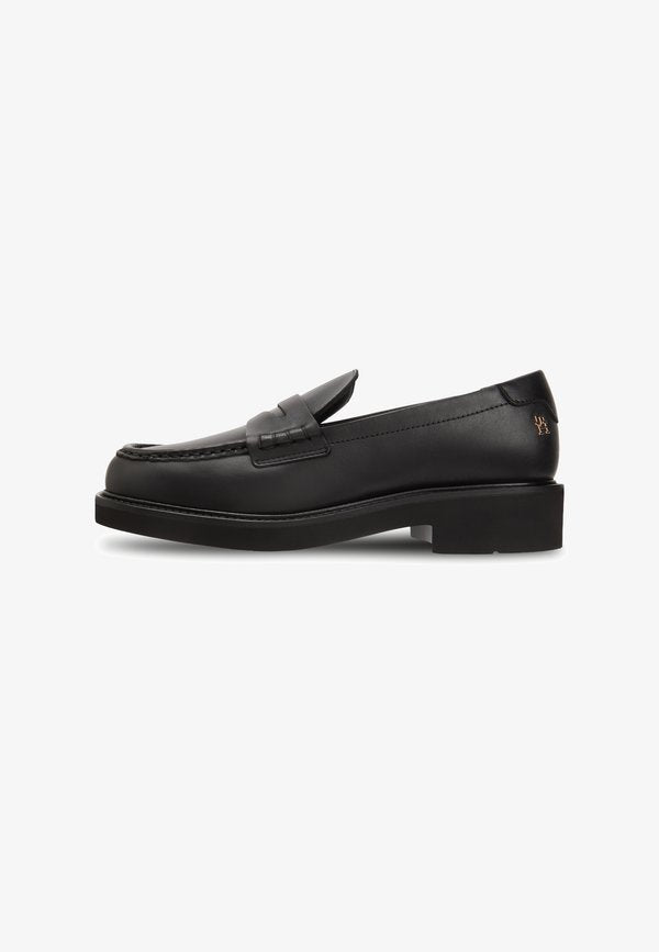 Tommy Hilfiger LEATHER CHUNKY PENNY LOAFERS - Slip-ons - black