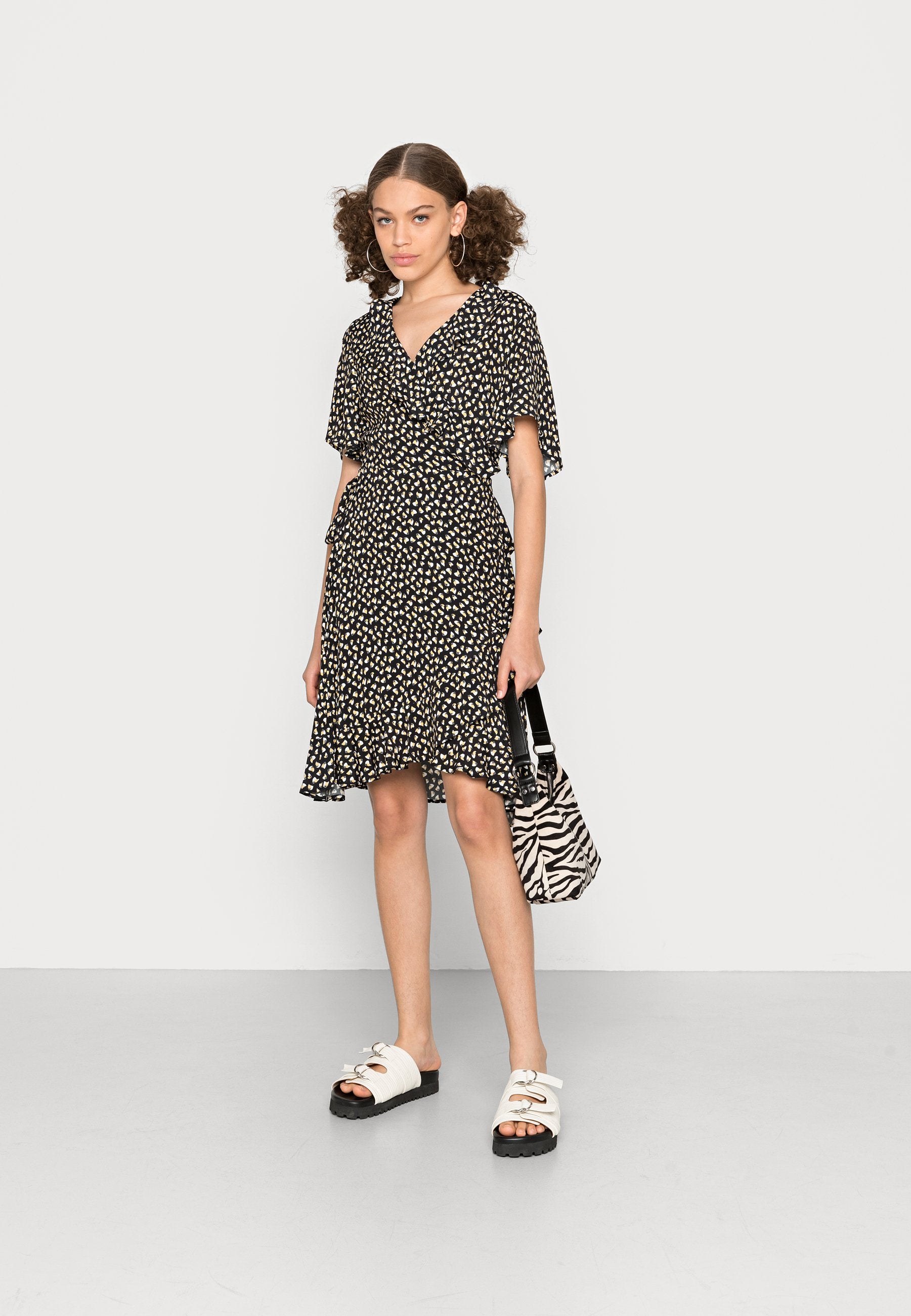 Colourful Rebel TELSI GRAPHIC LEAF WRAP DRESS