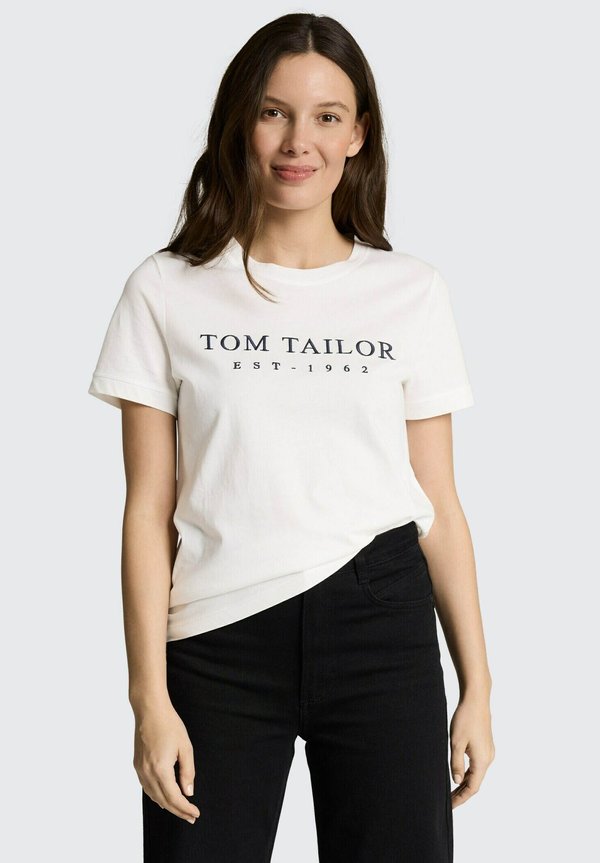 TOM TAILOR LOGO  - Print T-shirt - off white