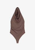 Bershka GATHERED HALTER-NECK - BODYSUIT - Top - sand