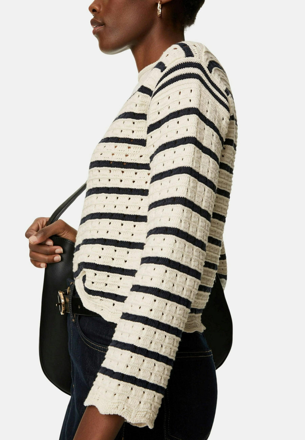 Marks & Spencer CROCHET STRIPED CREW NECK