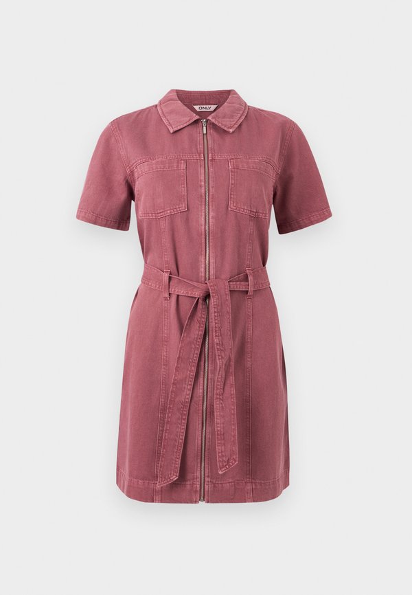 ONLY ONLSILLA BELT SHORT DRESS - Denim dress - rose brown