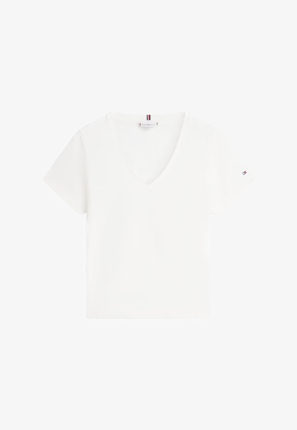 Tommy Hilfiger LINEN BLEND V-NECK T-SHIRT - Basic T-shirt - ecru