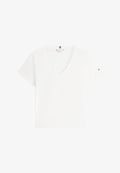 Tommy Hilfiger LINEN BLEND V-NECK T-SHIRT - Basic T-shirt - ecru
