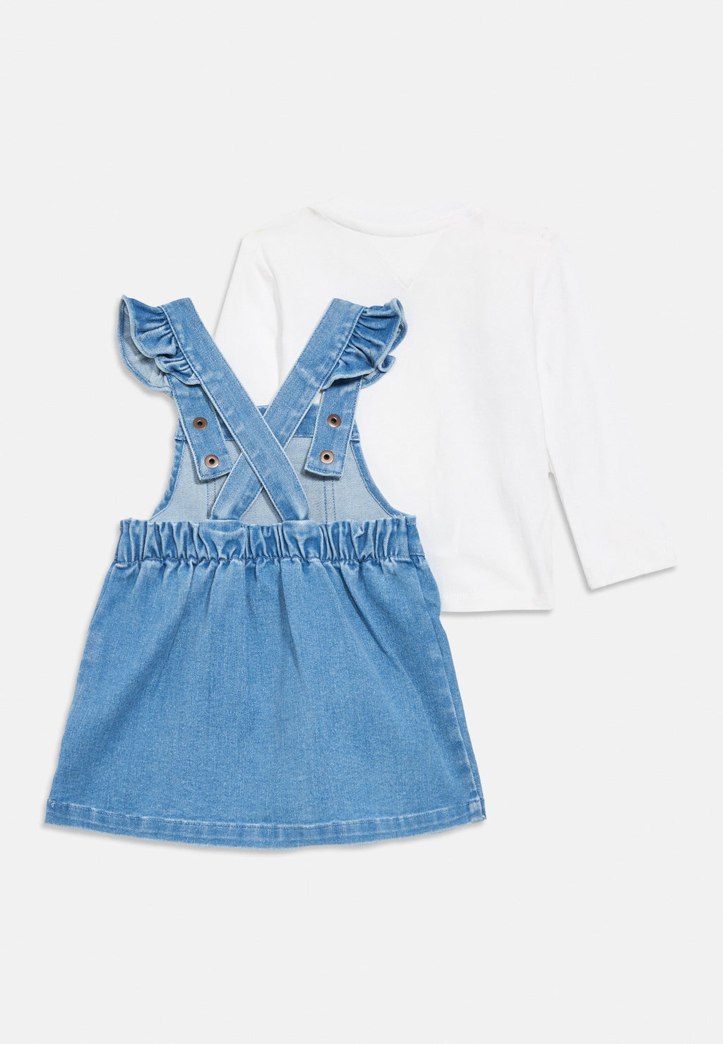 DENIM DUNGAREE DRESS AND T-SHIRT SET Media 2
