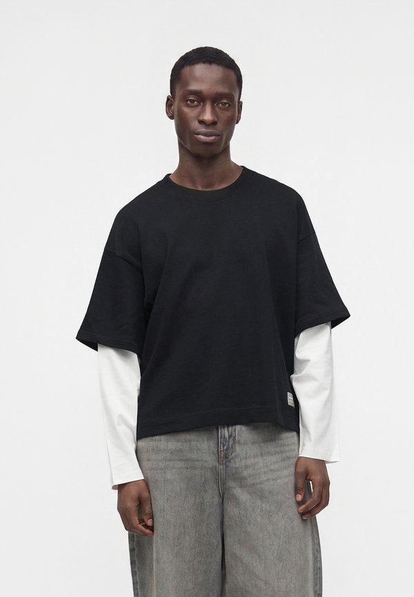 Jack & Jones JCOECHO DOUBLE LAYERED CREW NECK - Sweatshirt - black