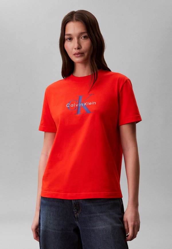 Calvin Klein Jeans HERO CLASSIC MONOLOGO - Print T-shirt - orange