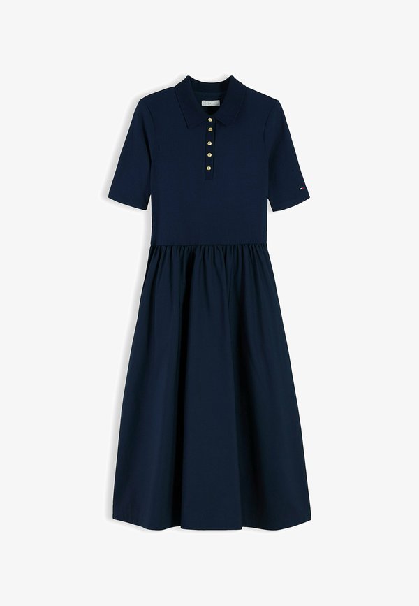 Tommy Hilfiger TOMMY HILFIGER MIDI FIT AND FLARE POLO DRESS - Shirt dress - dark blue