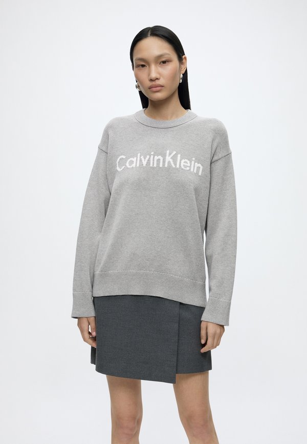 Calvin Klein Jeans CONTRAST LOGO SWEATER - Jumper - grey heather