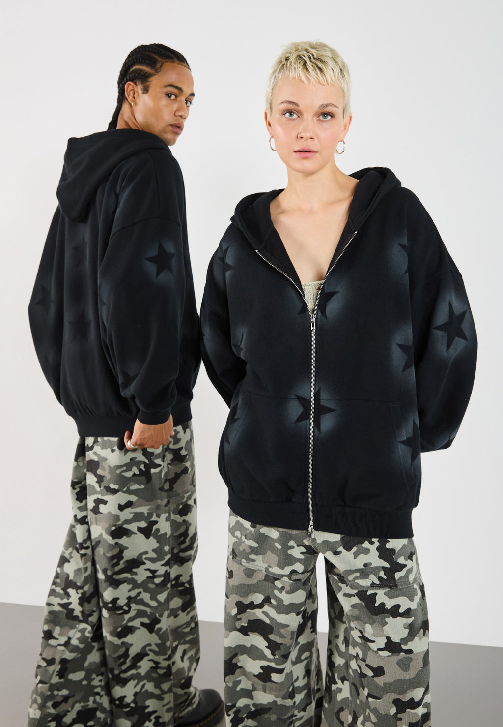 YOURTURN UNISEX TERRY OVERSIZED FIT ZIP-UP HOODIE