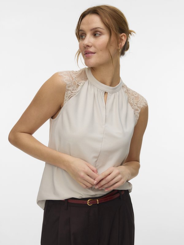 Vero Moda MILLA TEE - Top - pumice stone