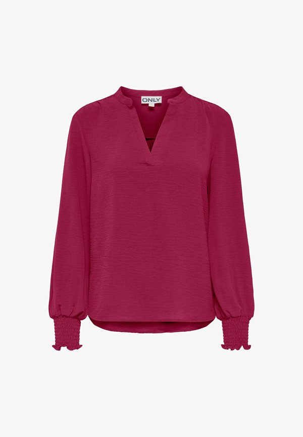 ONLY ONLMETTE V-NECK LS SMOCK TOP NOOS WVN - Blouse - rumba red