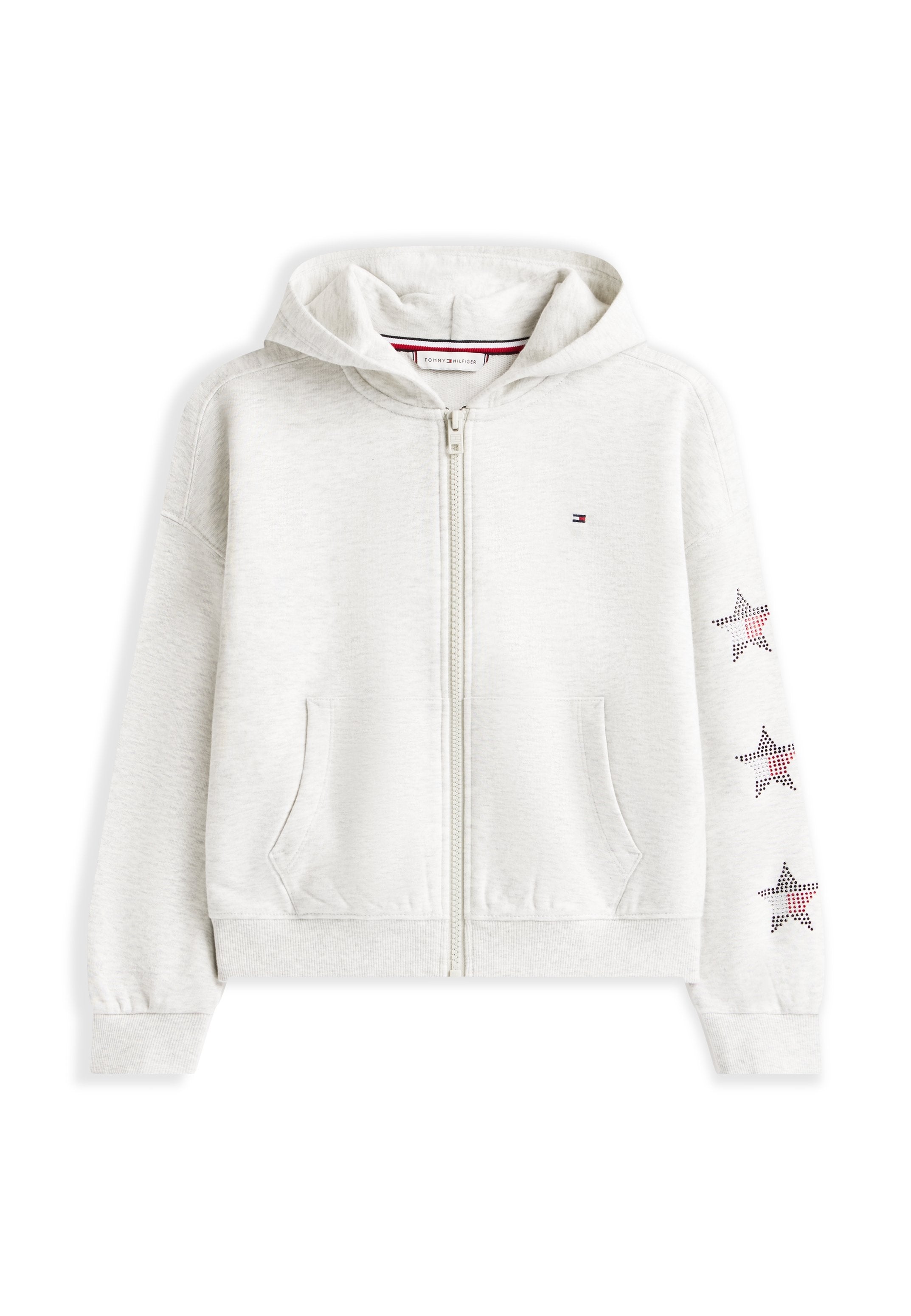 DIAMANTÉ STAR BACK LOGO ZIP-THRU HOODY Media 1