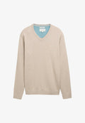 TOM TAILOR PULLOVER V-NECK - Jumper - beige-meliert