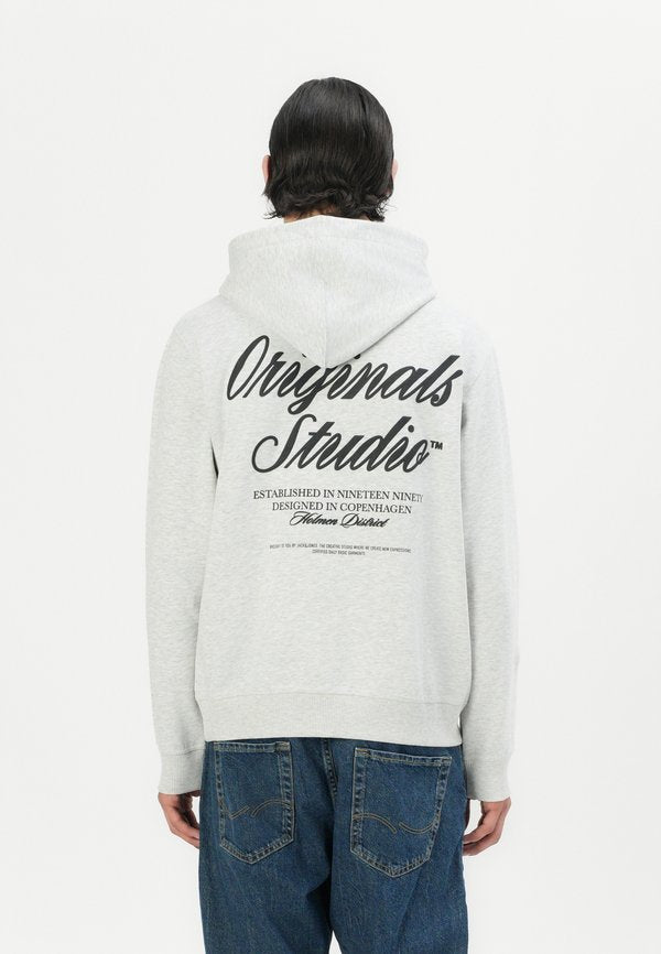 Jack & Jones JORNORREBRO TYPO BACK SWEAT HOOD SN - Hoodie - white melange