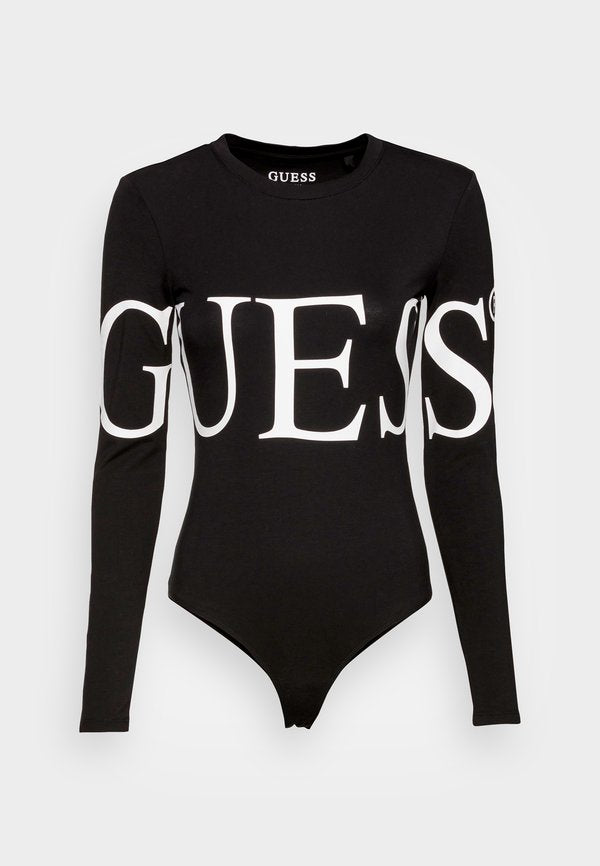 Guess LOGO BODY - Long sleeved top - jet black