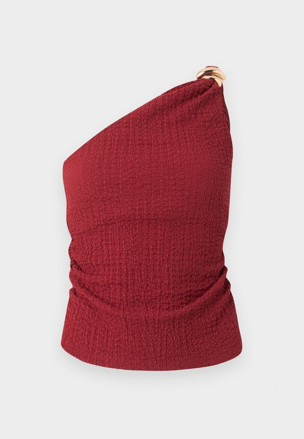 ONLY ONLERIKKA ASSYMETRIC CRINKLE - Top - brick red