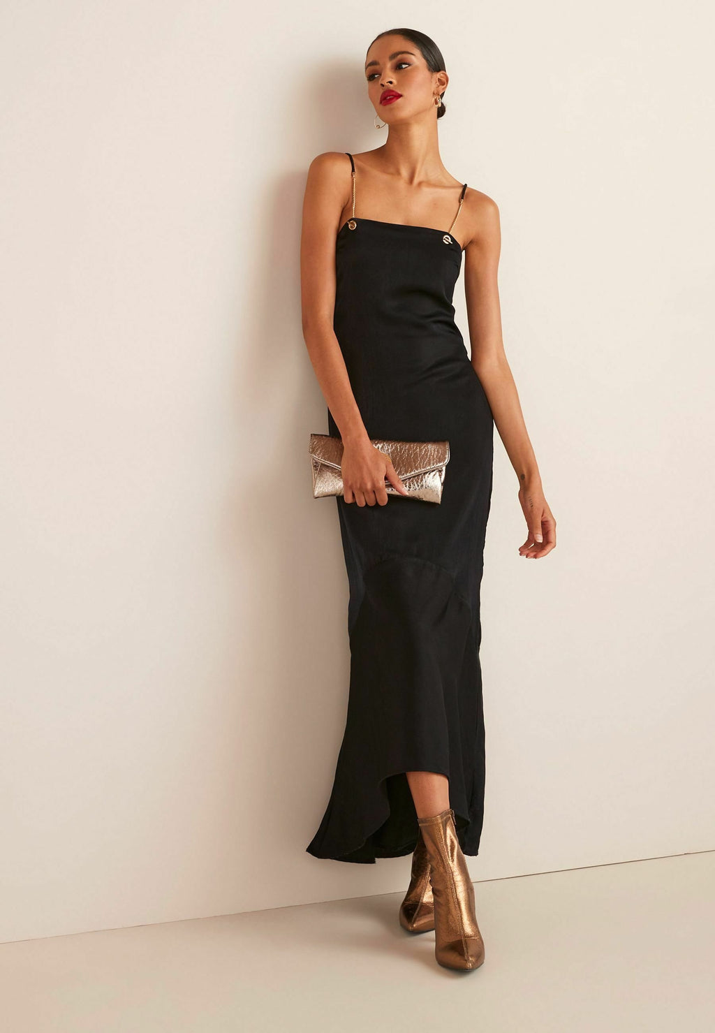 Next SATIN CHAIN DETAIL MIDI DRESS
