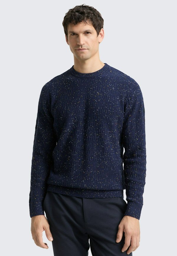 TOM TAILOR PULLOVER MIT RUNDHALSAUSSCHNITT - Jumper - navy multicolor neps