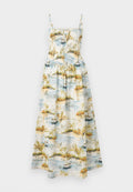 Abercrombie & Fitch SMOCKED DIP WAIST MIDI DRESS