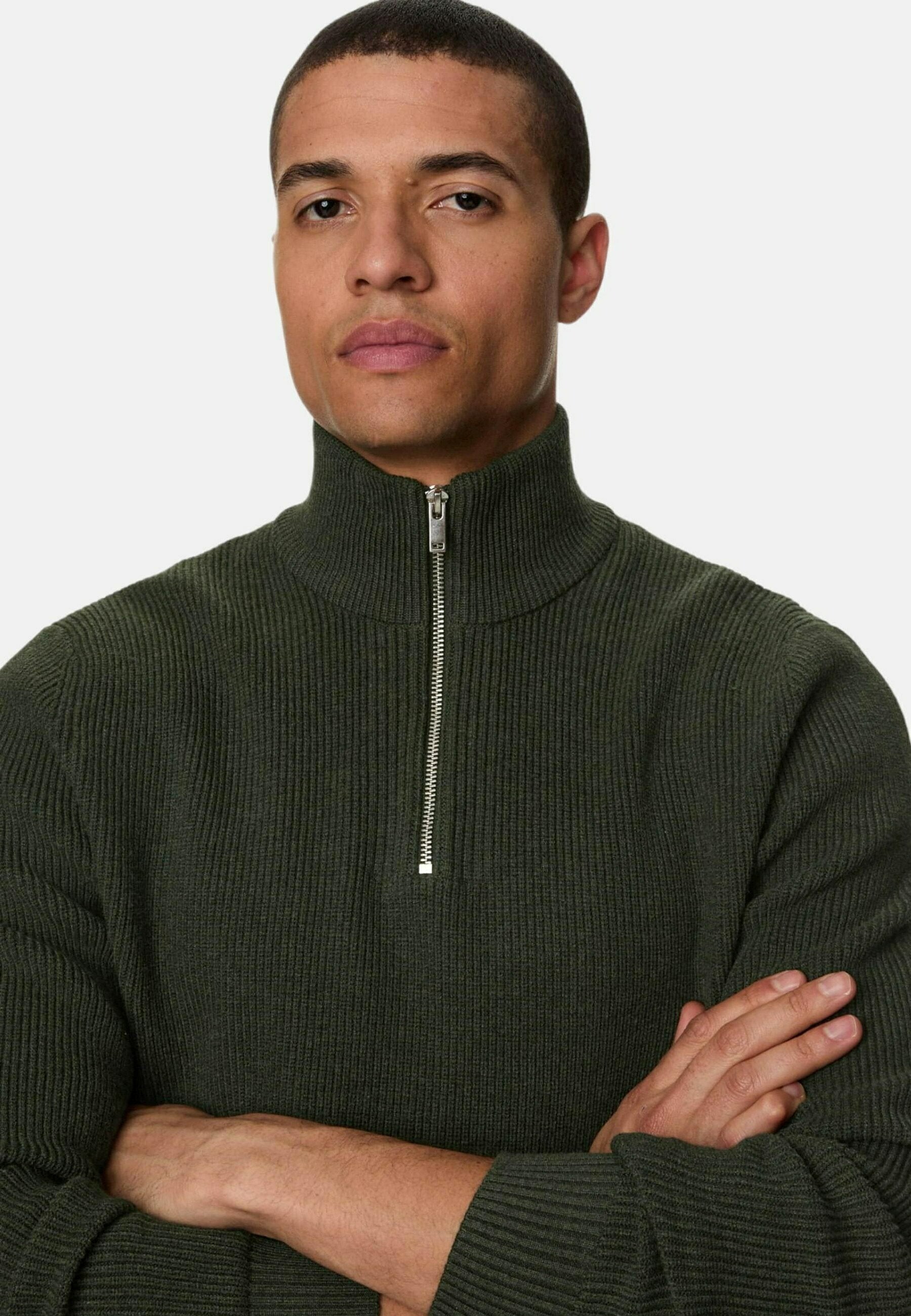 Marks & Spencer COTTON BLEND RIBBED HALF ZIP