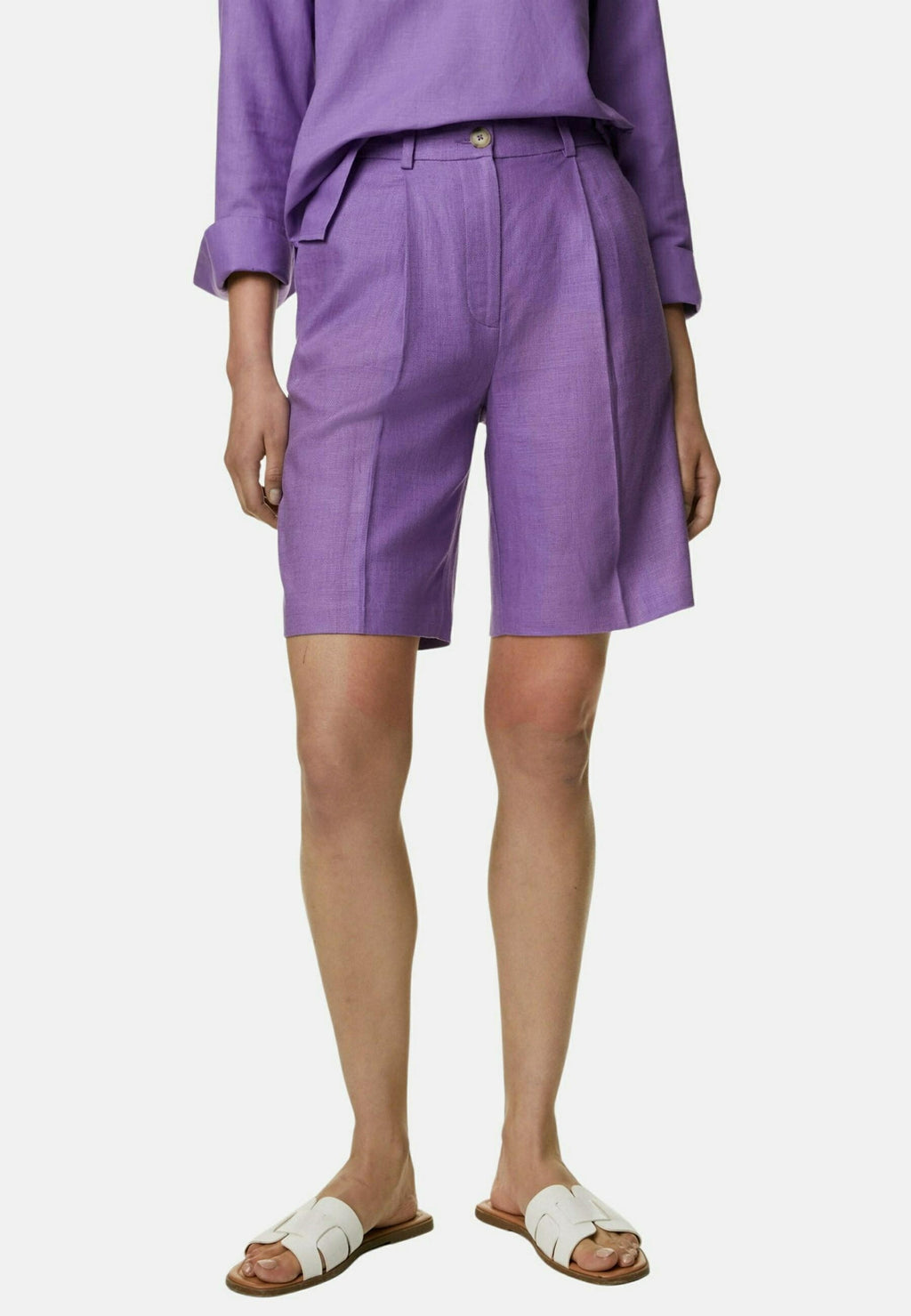Marks & Spencer LINEN BLEND HIGH WAISTED BERMUDA