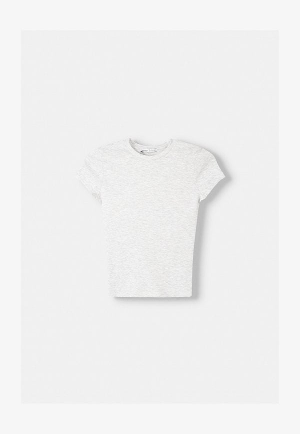 Bershka SHORT SLEEVES WITH A ROUND NECK - T-SHIRT 02666152 - Basic T-shirt - dark grey