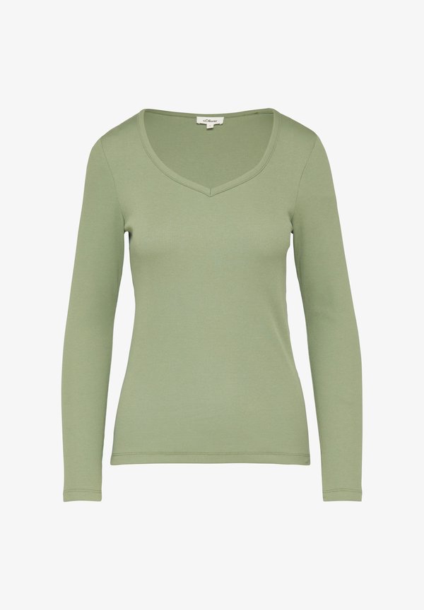 s.Oliver FEINES STRUKTUR - Long sleeved top - olivgrün