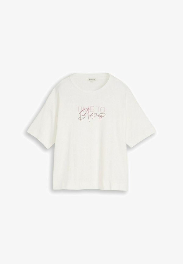 TOM TAILOR TOM TAILOR T-SHIRT T-SHIRT MIT SCHRIFTZUG - Print T-shirt - whisper white