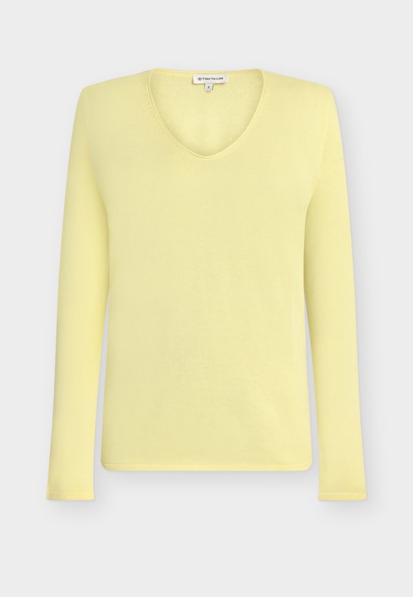 TOM TAILOR BASIC V-NECK - Jumper - soft lemon