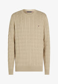 Tommy Hilfiger CLASSIC CABLE CREW NECK  ELEVATED ESSENTIALS - Jumper - sandalwood