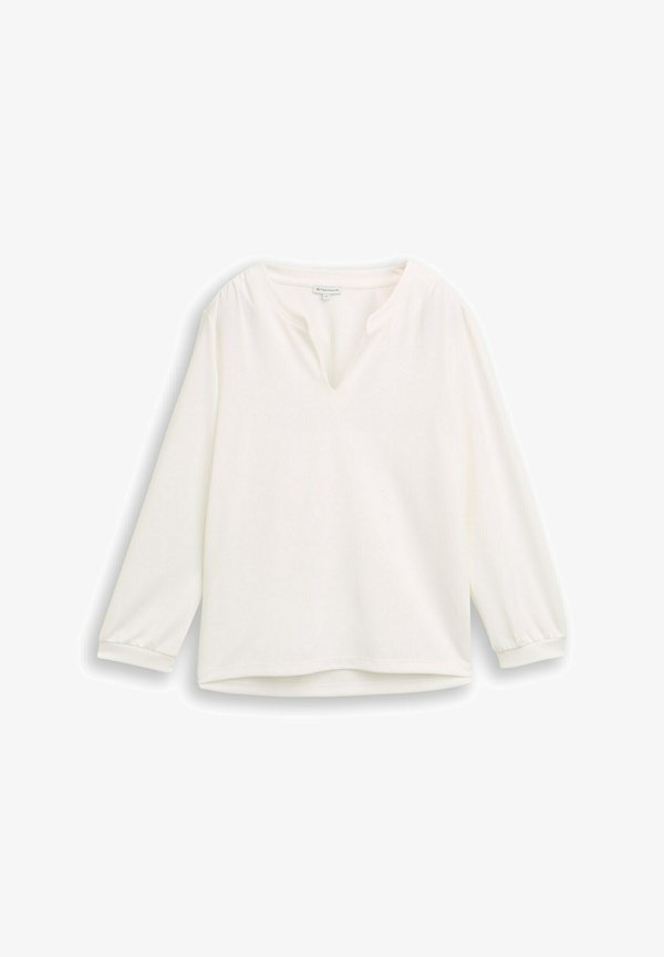 TOM TAILOR MIT RAFFUNGEN - Long sleeved top - whisper white
