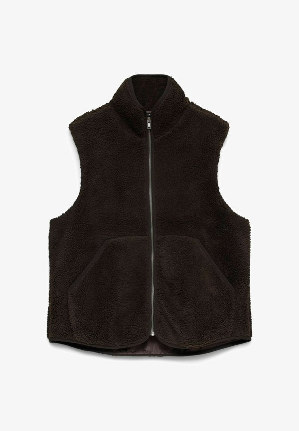 Vero Moda Teddy VMJOSEFINE - Waistcoat - chocolate torte