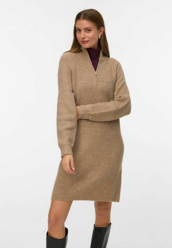 Vero Moda Knitted VMLEFILE Midi - Jumper dress - silver mink